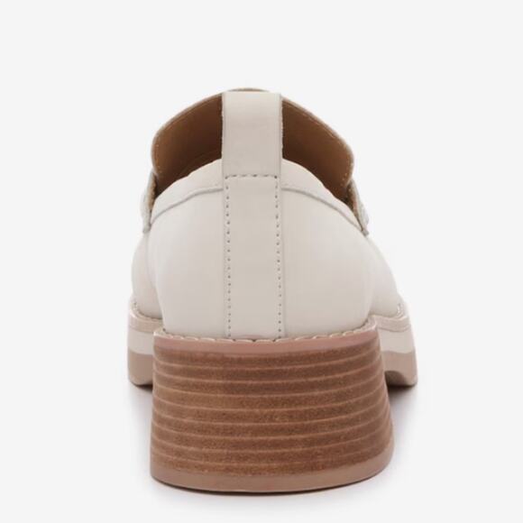 Crown Vintage Nirea Cream Leather Block Heel Loafer Size 6.5 New - Picture 6 of 14